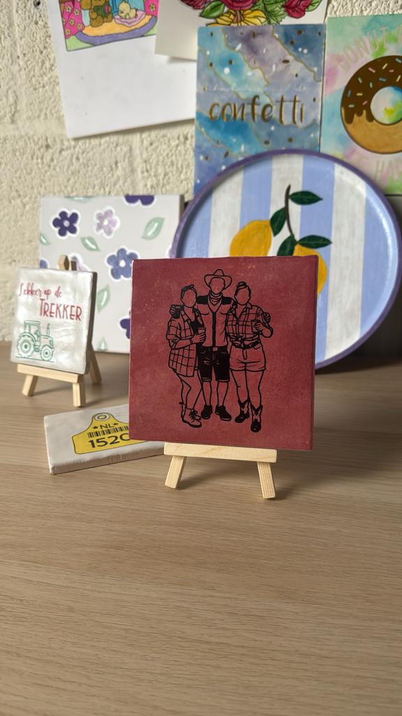 Unieke handgemaakte tegels met eigen ontwerp, Huis en Inrichting, Woonaccessoires | Overige, Nieuw, Steen/keramiek, Ophalen of Verzenden