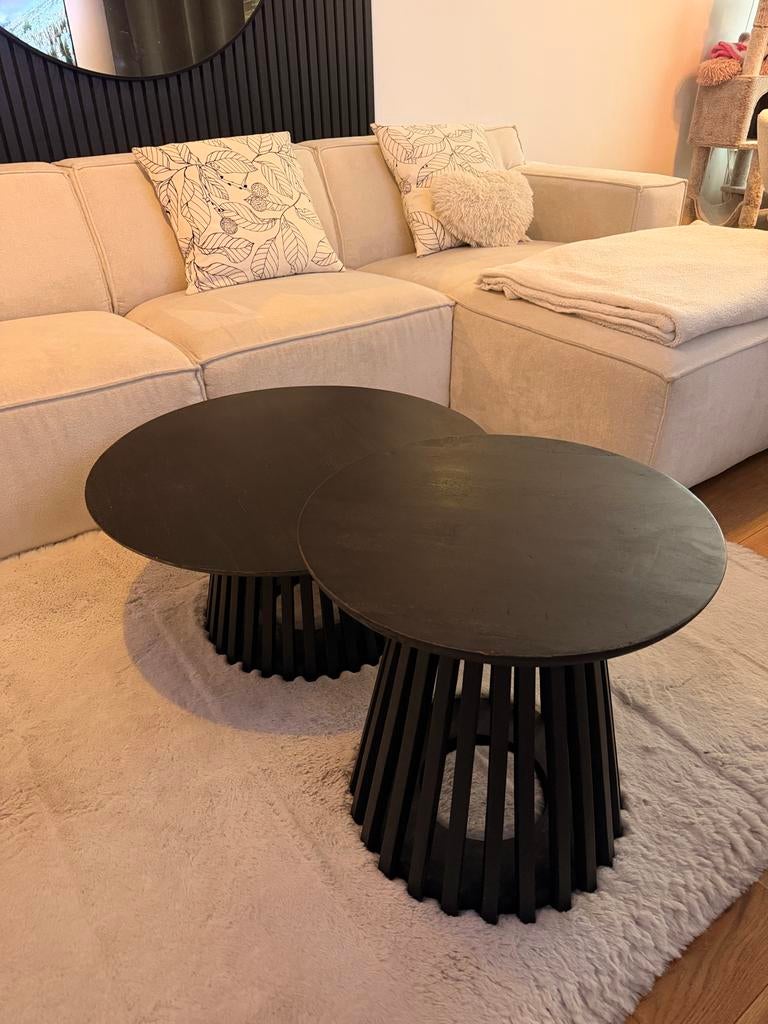 Set van 2 Eikenhouten Salontafels, Ophalen, Gebruikt, 50 tot 100 cm, Minder dan 50 cm