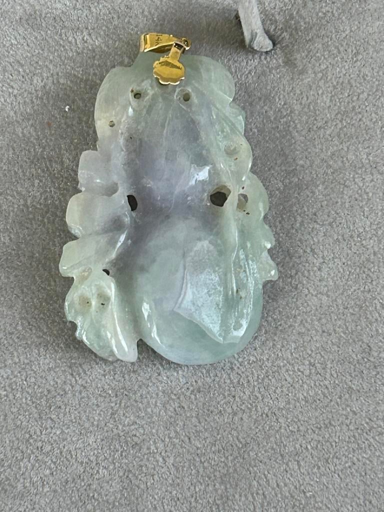 Jade hanger met 14k hangoog, Verzenden, Goud, Hanger