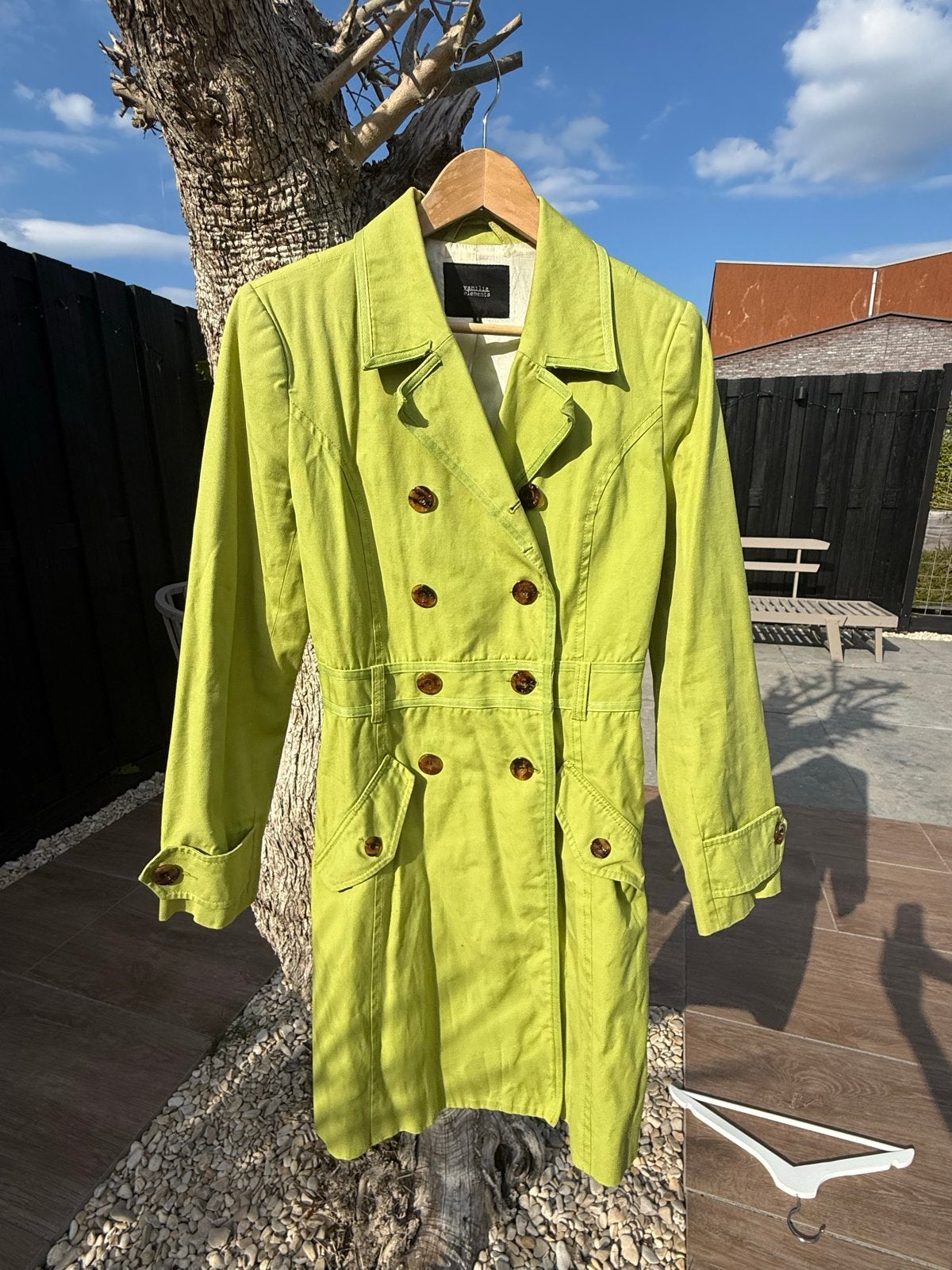 Vanilia Elements Trenchcoat s/36 - Limonade Groen, Ophalen of Verzenden, Zo goed als nieuw, Maat 36 (S), Groen