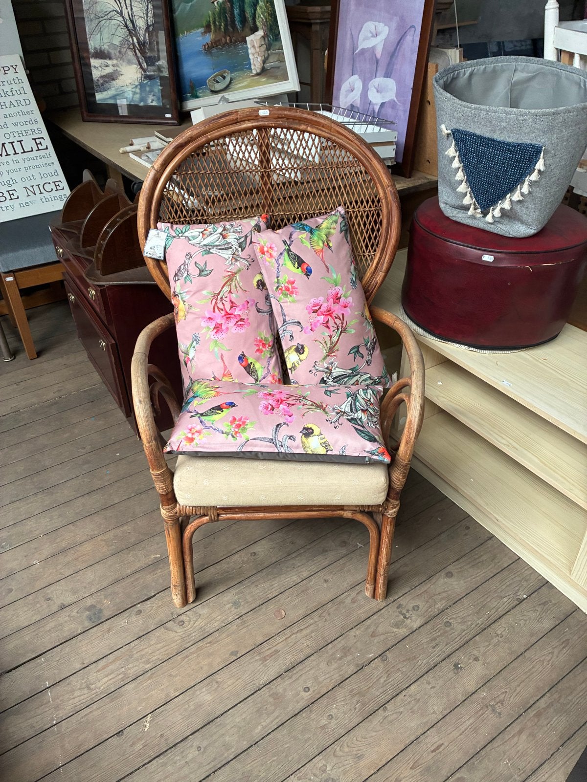 Vintage rotan pauwstoel, Ophalen, Gebruikt, Bruin, Eén
