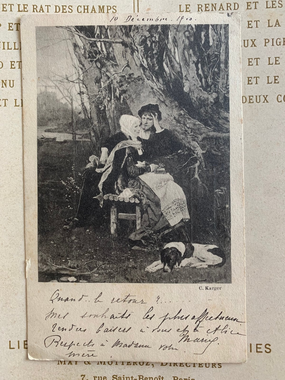 10-12-1910 Man, vrouw en hond (RR), Ophalen of Verzenden, Voor 1920, Gelopen, Overige thema's