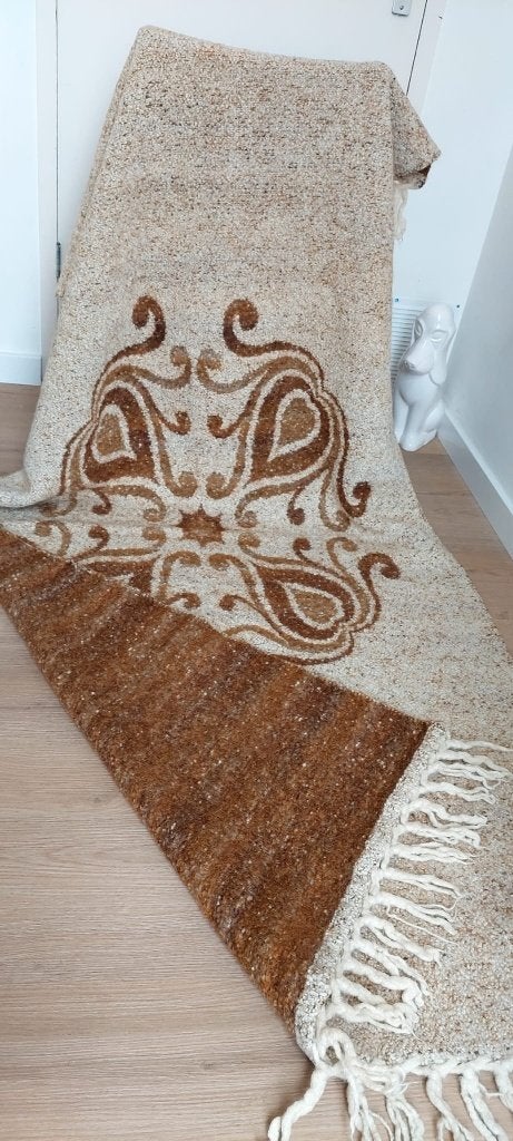 Vintage retro hoogpolig vloer kleed wand tapijt 215x110 cm, Ophalen of Verzenden