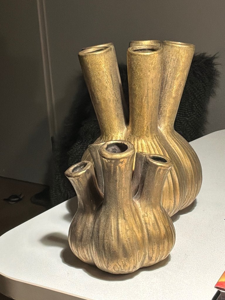 DK tulpenvaasje 2x, Ophalen, Zo goed als nieuw, Goud, Natuurlijk materiaal