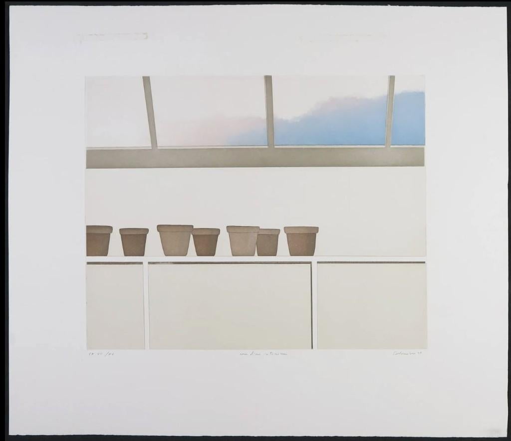 Vue d'un intérieur E.A. VIII/XV - Kunstenaar: Jean Solombre, Ophalen, Stadsgezicht, Gesigneerd, 50 cm