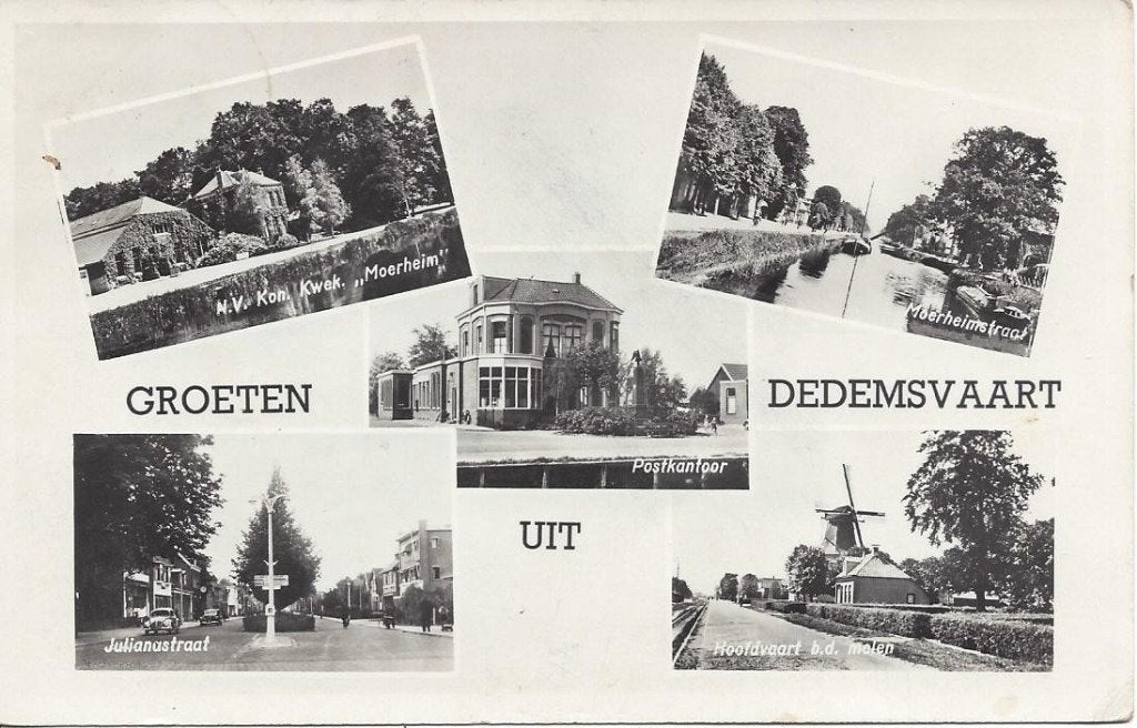 Dedemsvaart (Ov.) o.a. Moerheimstraat, Molen, gelopen 1954, Ophalen of Verzenden, 1940 tot 1960, Gelopen, Overijssel
