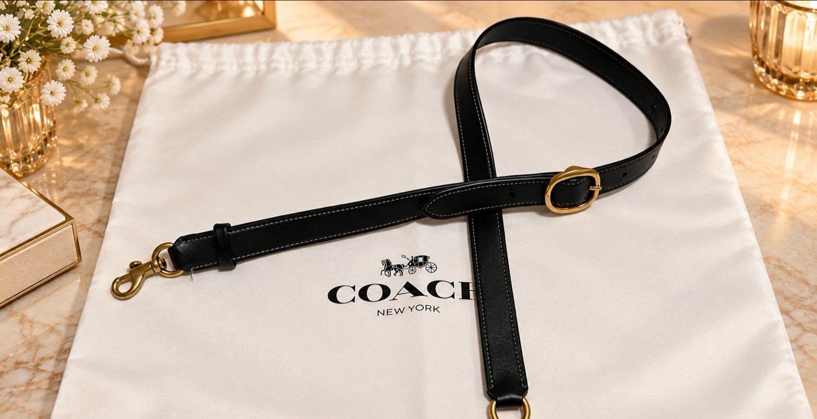 Coach Schouderband Zwart Leer, Sieraden, Tassen en Uiterlijk, Ophalen of Verzenden, Zo goed als nieuw, Zwart, Overige typen