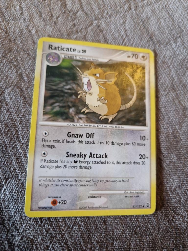 Pokémon Kaart: Raticate LV.29 (2007), Ophalen of Verzenden, Gebruikt, Losse kaart