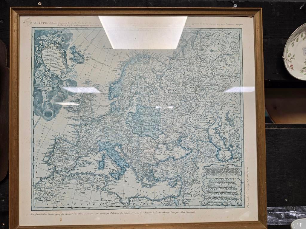 Antieke landkaart van Europa, ingelijst, Boeken, Onbekend, Voor 1800, Europa Overig, Ophalen of Verzenden