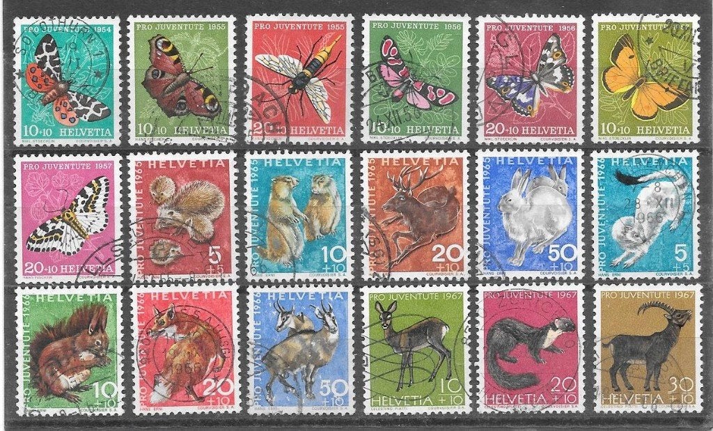 Zwitserland 1954-1967 Dieren, Verzenden, Gestempeld