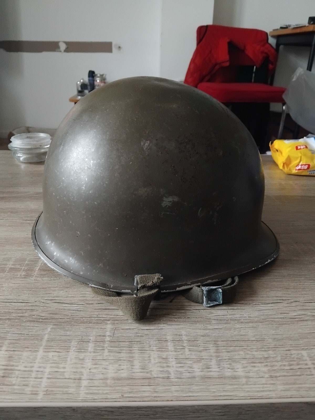 Vintage Militaire Helm - Groen, Verzamelen, Ophalen, Overige soorten, Overige gebieden, Helm of Baret