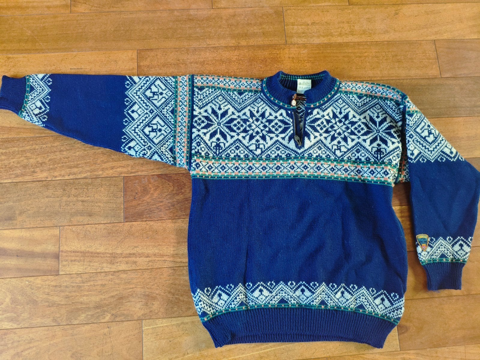 Vintage Dale of Norway Noorse Trui XXL - World Ski 1995, Kleding | Heren, Truien en Vesten, Ophalen, Dale of Norway, Blauw, Overige maten