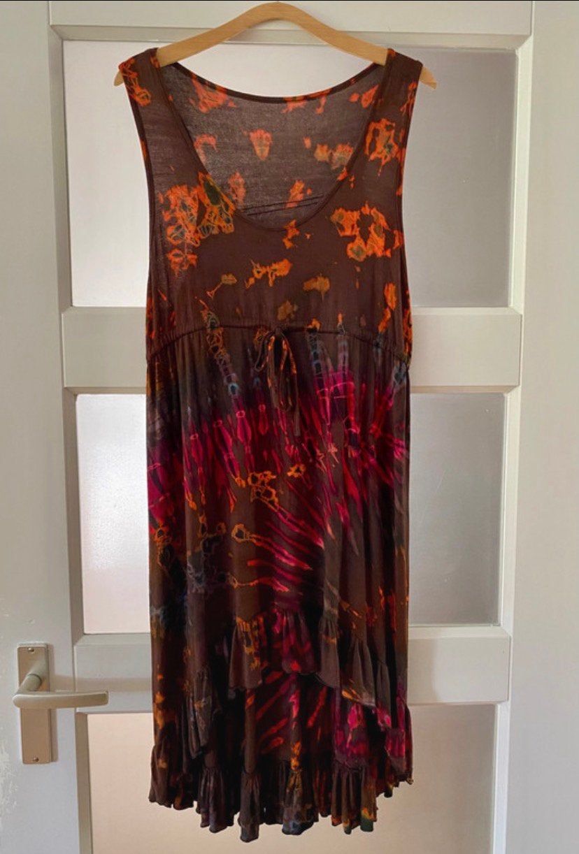 Unieke Thaise tie-dye jurk – maat L(40), Kleding | Dames, Maat 38/40 (M), Meerkleurig, Ophalen of Verzenden, Zo goed als nieuw