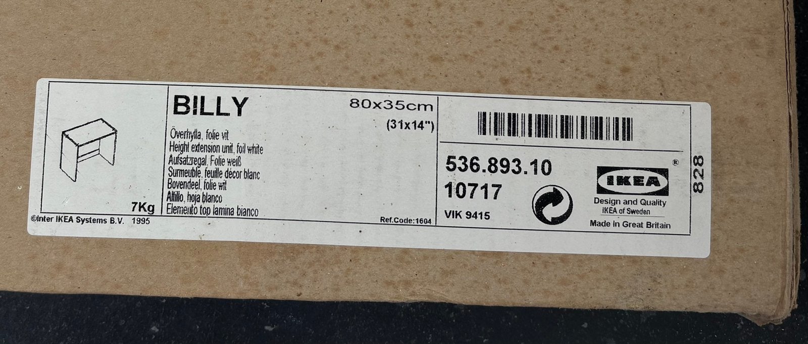 origineel IKEA BILLY opzetstuk / verhoging voor boekenkast, Ophalen, Nieuw
