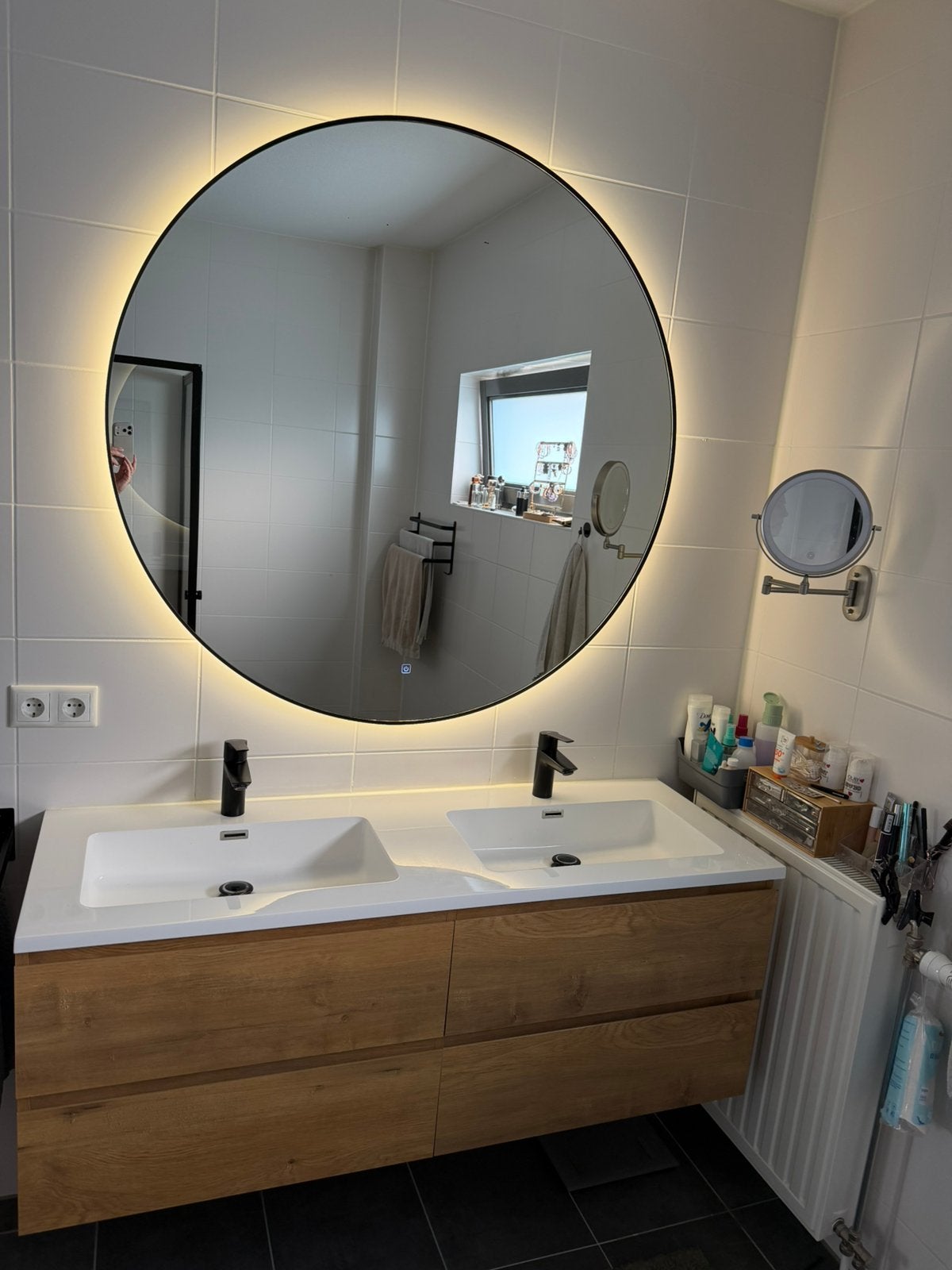 Badkamermeubel met wastafel en spiegel, Huis en Inrichting, Badkamer | Badkamermeubels, Ophalen, Gebruikt, 100 tot 150 cm, Minder dan 100 cm