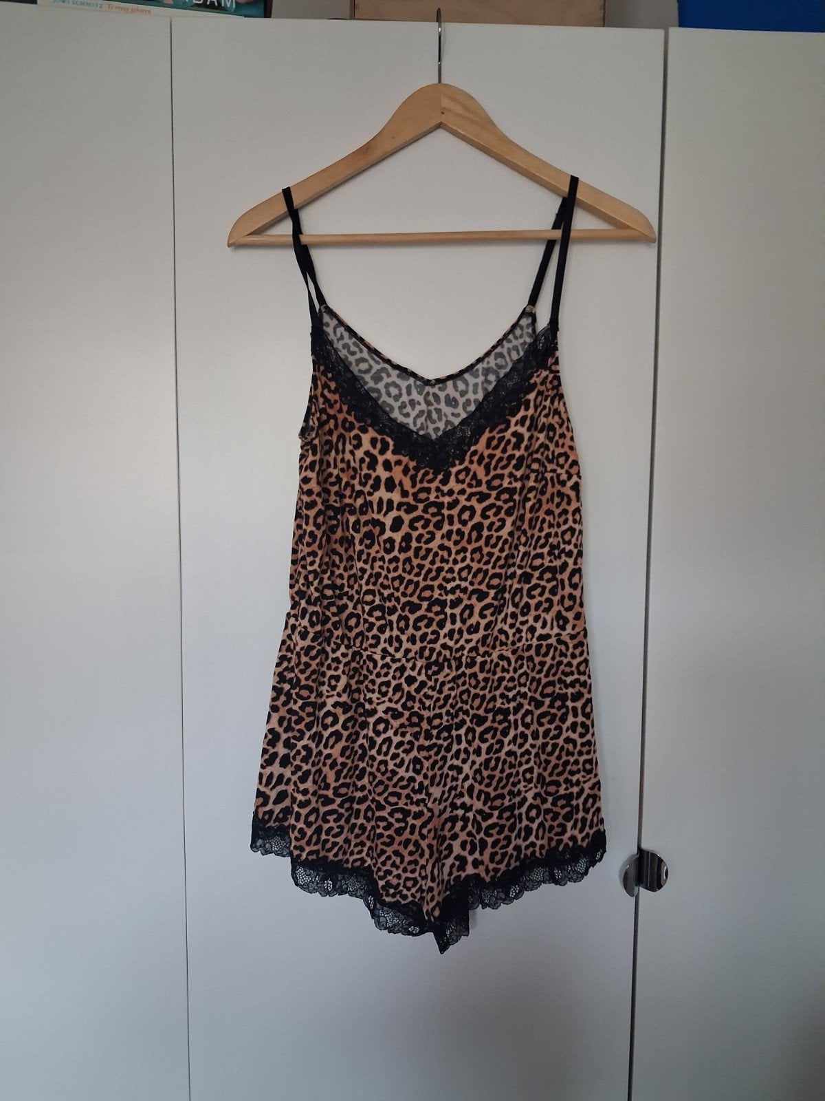 Sexy Leopard Pyjama Romper met Kant - Maat M, Merkloos, Ophalen of Verzenden, Zo goed als nieuw