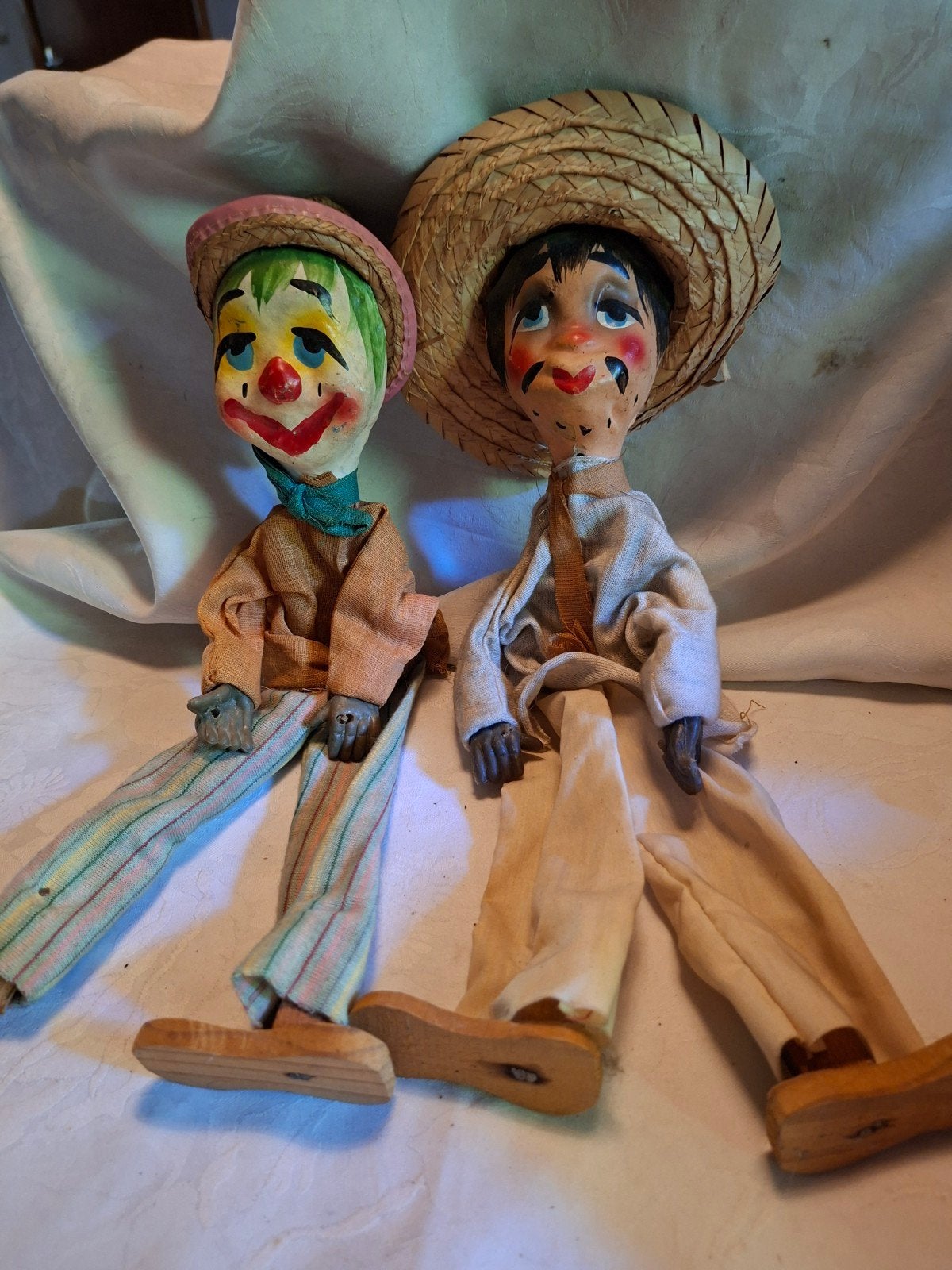 2 handgemaakte mexicaanse poppen 35 cm groot, Verzamelen, Poppen, Verzenden, Gebruikt, Pop