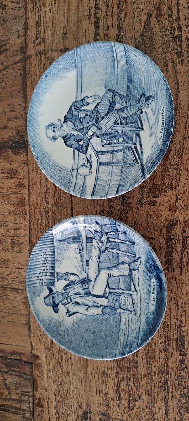 Antieke Delfts Blauwe Schotels met Humoristische Scènes, Ophalen of Verzenden