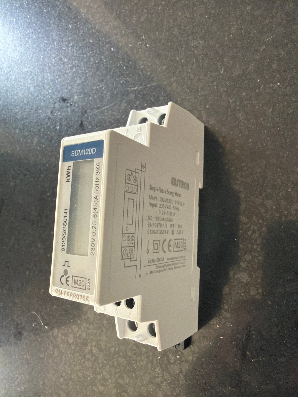 Eastron SDM120D Enkel Fase Energiemeter kWh, Doe-het-zelf en Verbouw, Ophalen of Verzenden, Nieuw, Overige merken, Overige typen