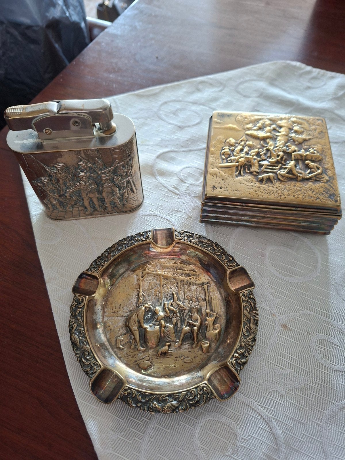 Verzilverde rook tafelset, Antiek en Kunst, Ophalen