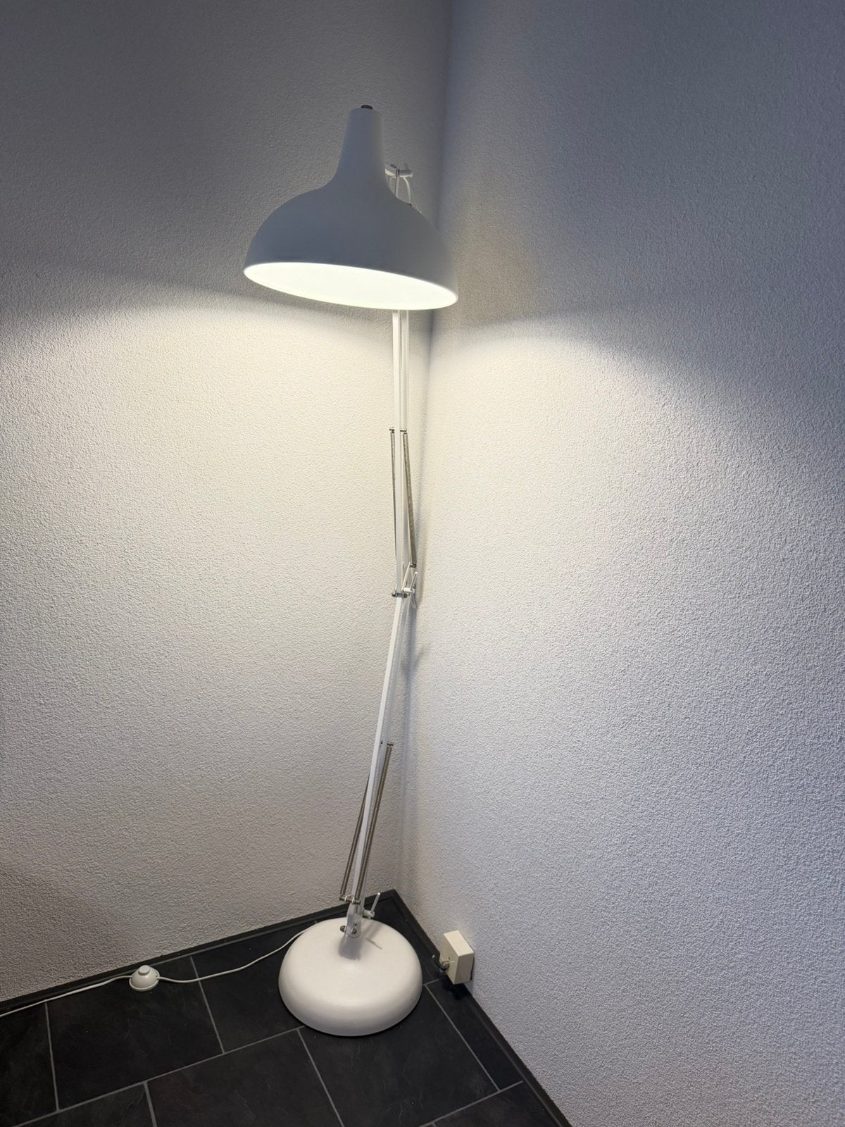 Verstelbare XXL-vloerlamp, Wit, Industrieel, 180 cm, Ophalen, Zo goed als nieuw, 150 tot 200 cm