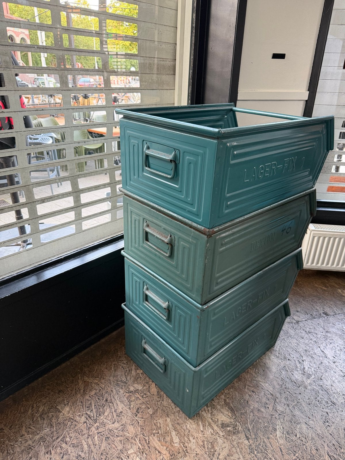Vintage Stapelbare Metalen Bakken - Lager-Fix 2 Schafer Kast, Ophalen