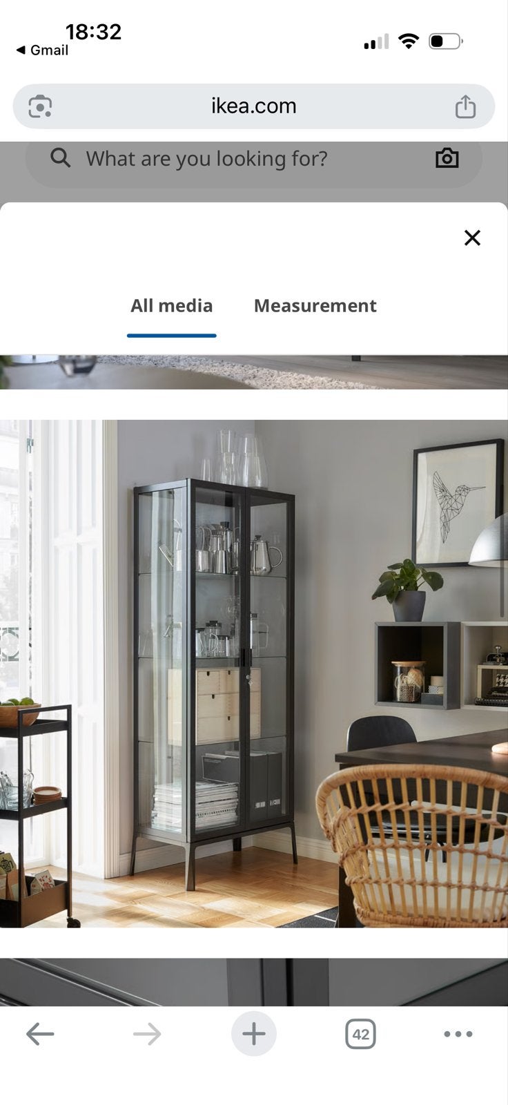 IKEA Glazen Vitrinekast - Zo goed als nieuw, Ophalen, 50 tot 100 cm, Zo goed als nieuw, Metaal