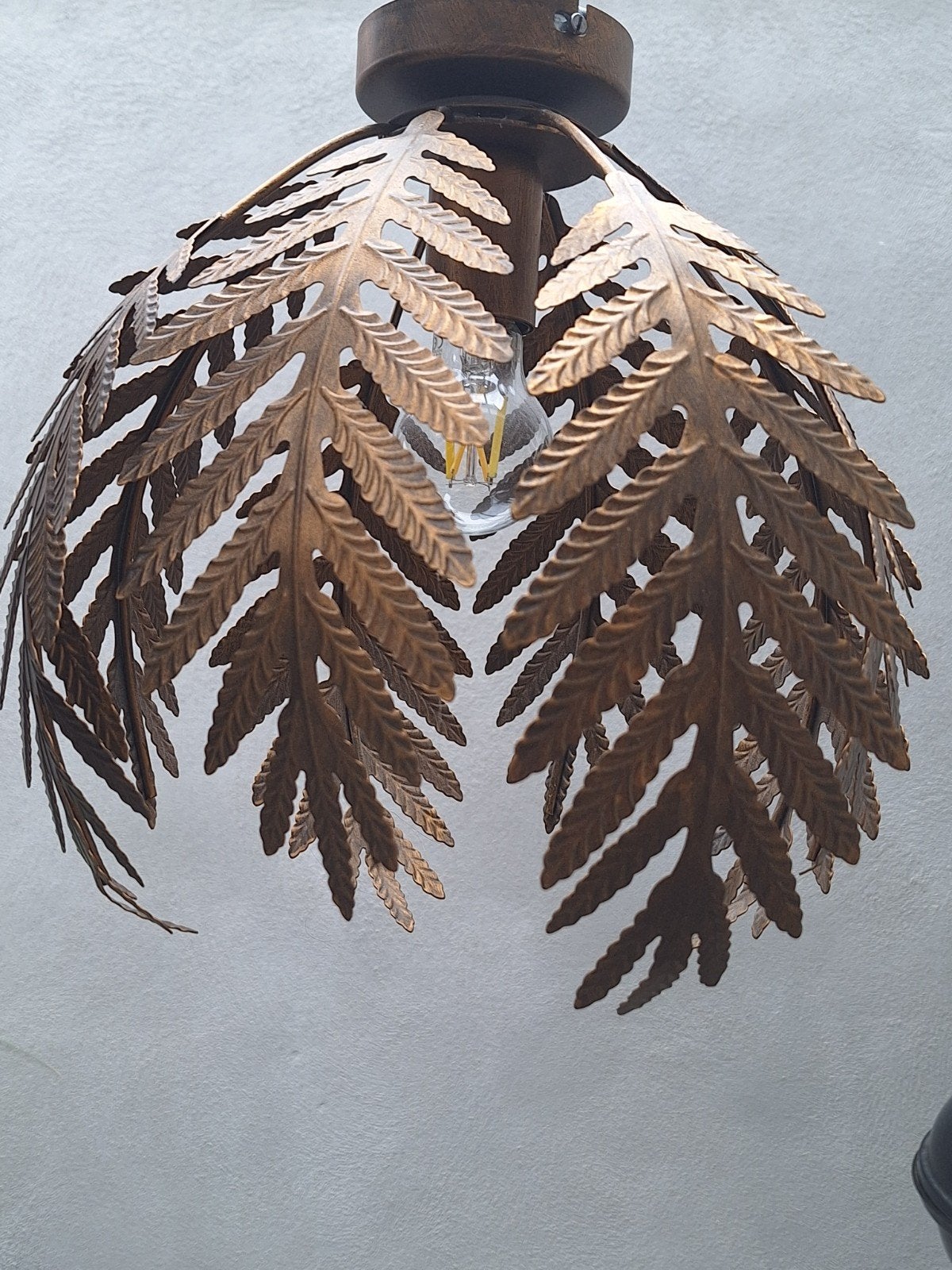 Hanglamp met bladeren design - Bronskleurig, Minder dan 50 cm, Natuurlijk, Botanisch, Modern, Ophalen of Verzenden, Zo goed als nieuw