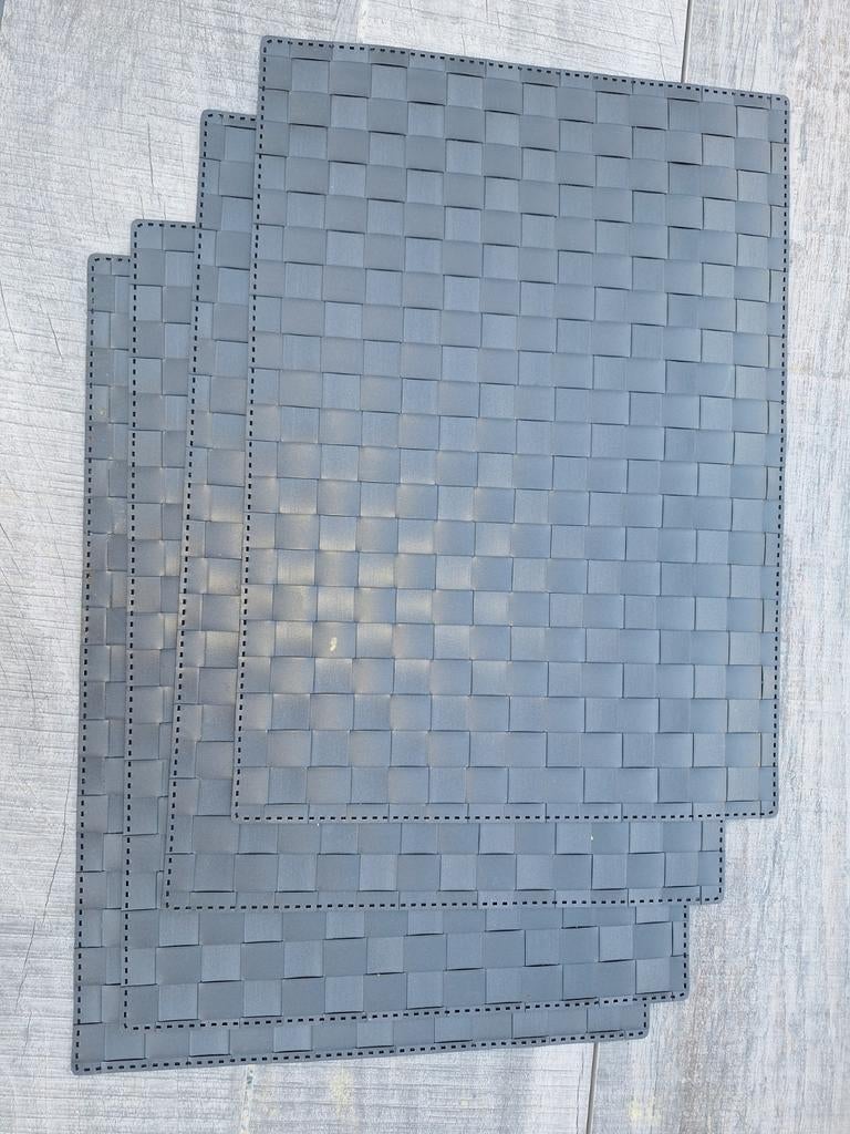 Placemat set - Grijs gevlochten design, Ophalen, Overige typen, Kunststof, Zo goed als nieuw