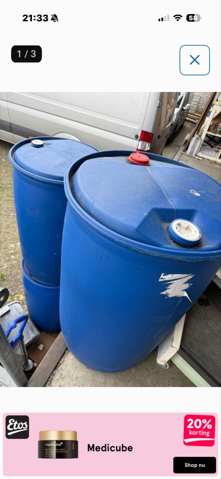 Regenton / Voorraadton 200 liter - Schoon, Tuin en Terras, Regentonnen, 150 liter of meer, Ophalen, Gebruikt, Kunststof