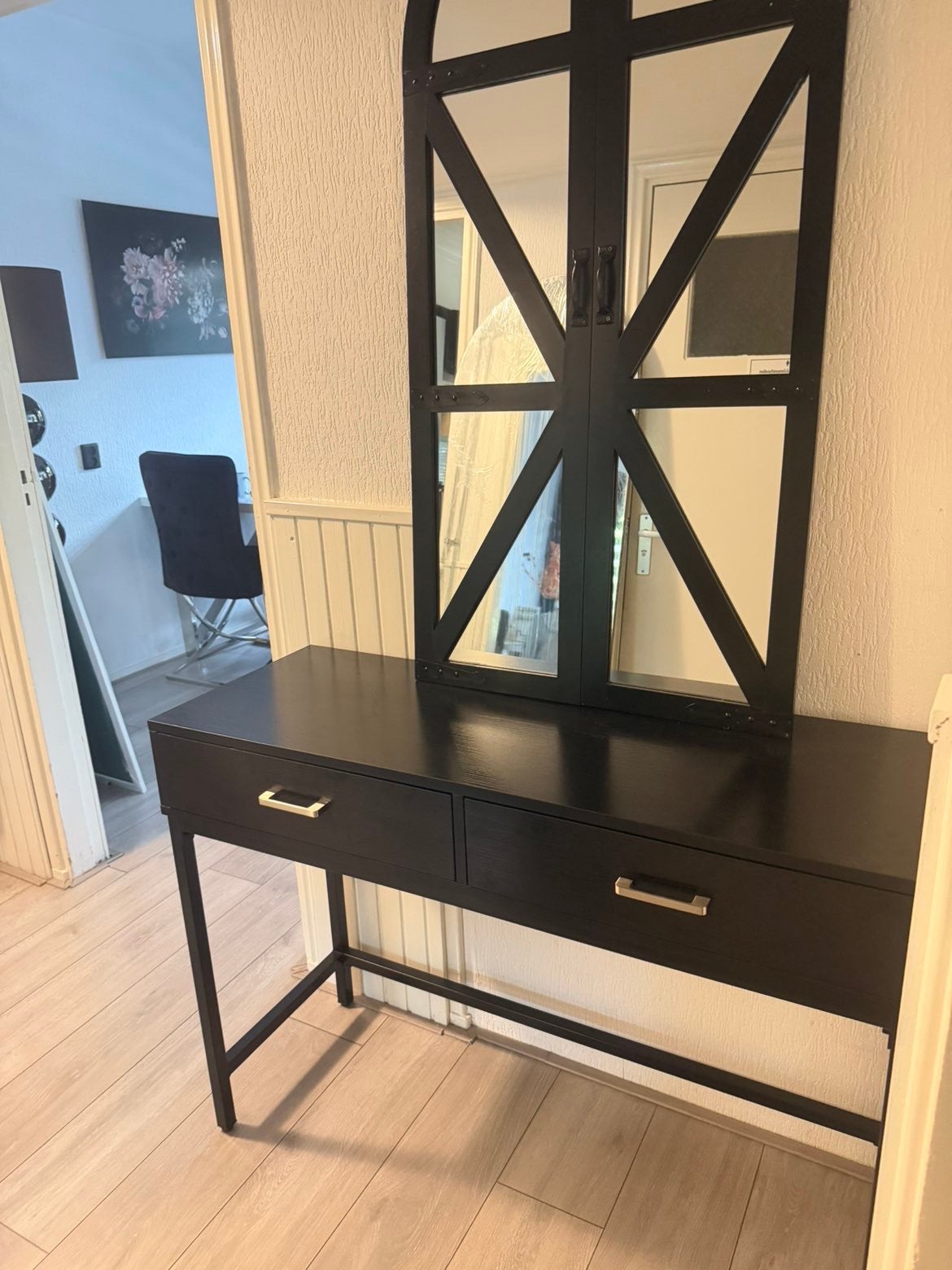 Kast met 2 lades en een spiegel, Ophalen, Zo goed als nieuw, 25 tot 50 cm, Rechthoekig