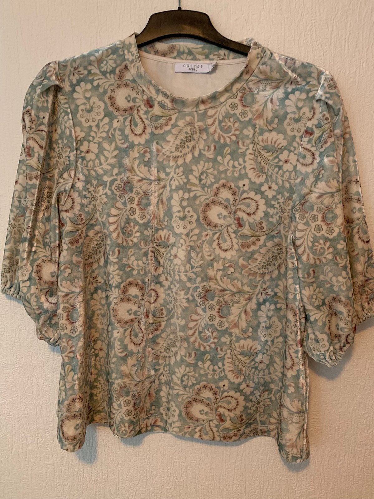 Velour shirt 3/4 mouw, Kleding | Dames, Ophalen of Verzenden, Gedragen, Meerkleurig, Korte mouw