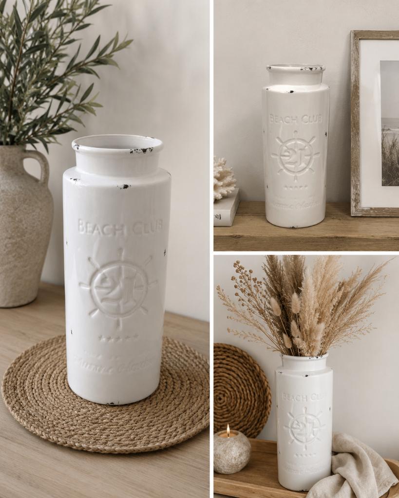 Witte landelijke “Beach Club”. Shabby chic stijl, Ophalen of Verzenden, Zo goed als nieuw, Rond, Overige materialen