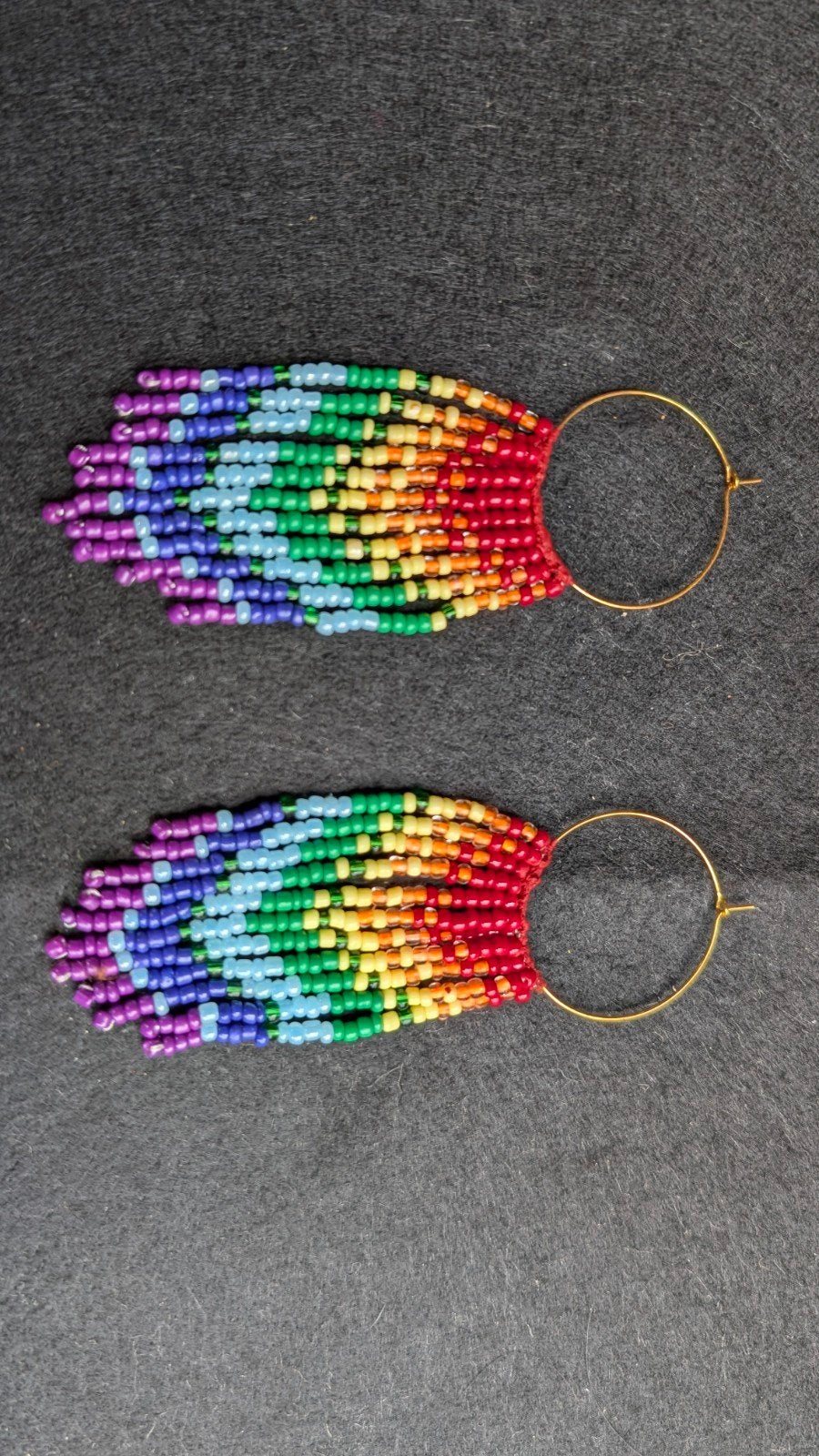 Handgemaakte Regenboog Kralen Oorbellen - Hippie Stijl, Overige materialen, Hangers, Overige kleuren, Nieuw