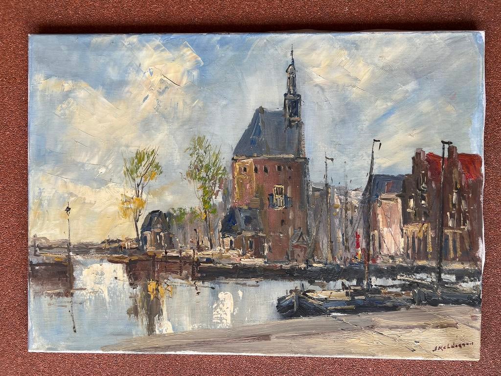Haven van Hoorn, olieverfschilderij, Antiek en Kunst, Kunst | Schilderijen | Klassiek, Ophalen