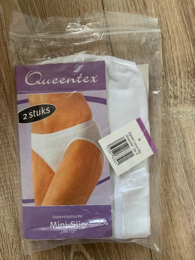 2 witte Queentex dames mini-slips, maat S (36/38), Queentex, Ophalen of Verzenden, Wit, Slip