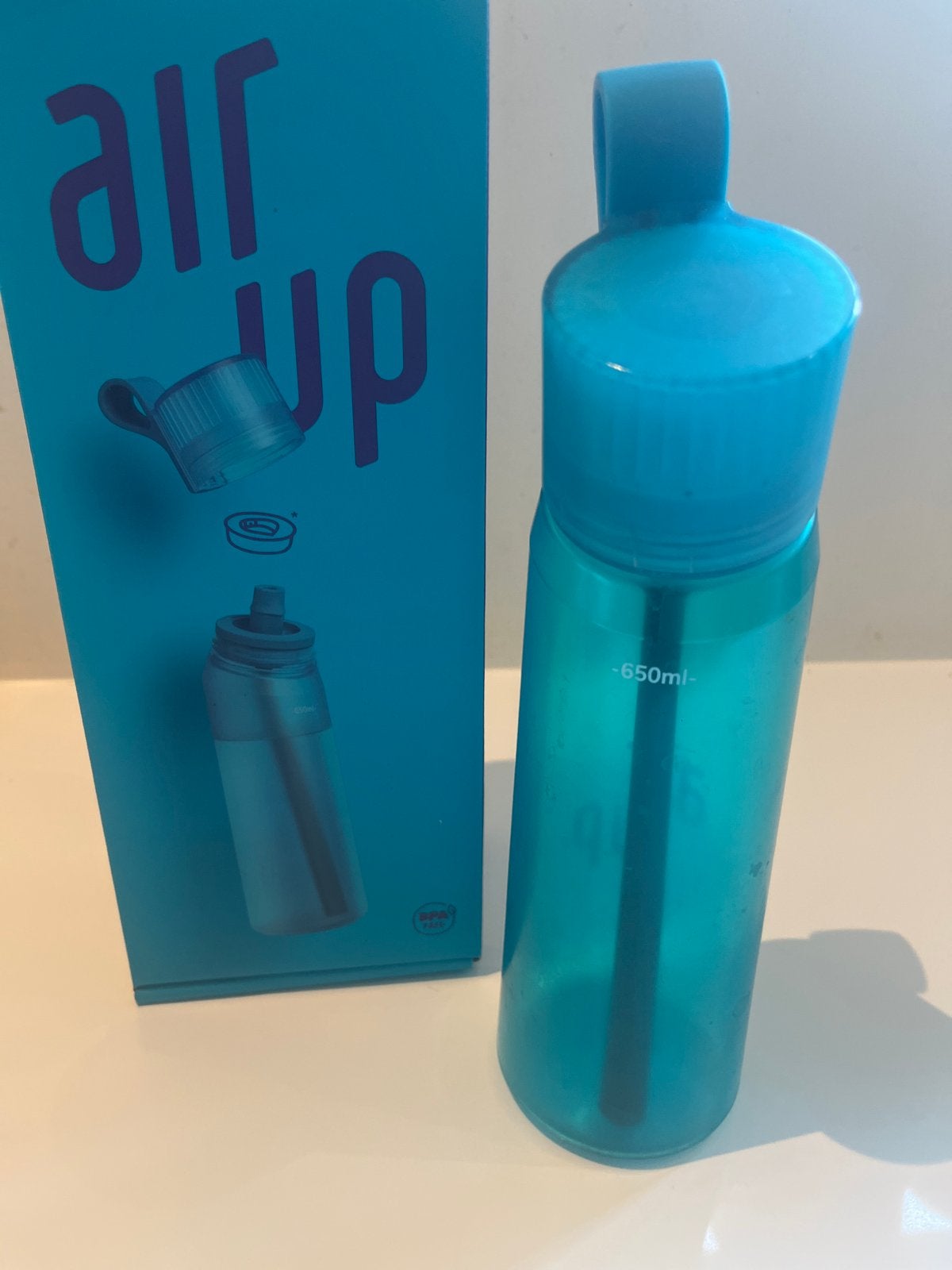 Air Up drinkfles 650ml - Blauw, Sport en Fitness, Bidons, Ophalen of Verzenden, Zo goed als nieuw