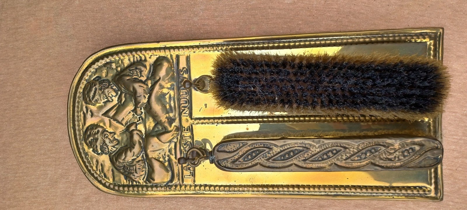 Antieke Messing Schoenpoetsset met Borstels, Ophalen of Verzenden