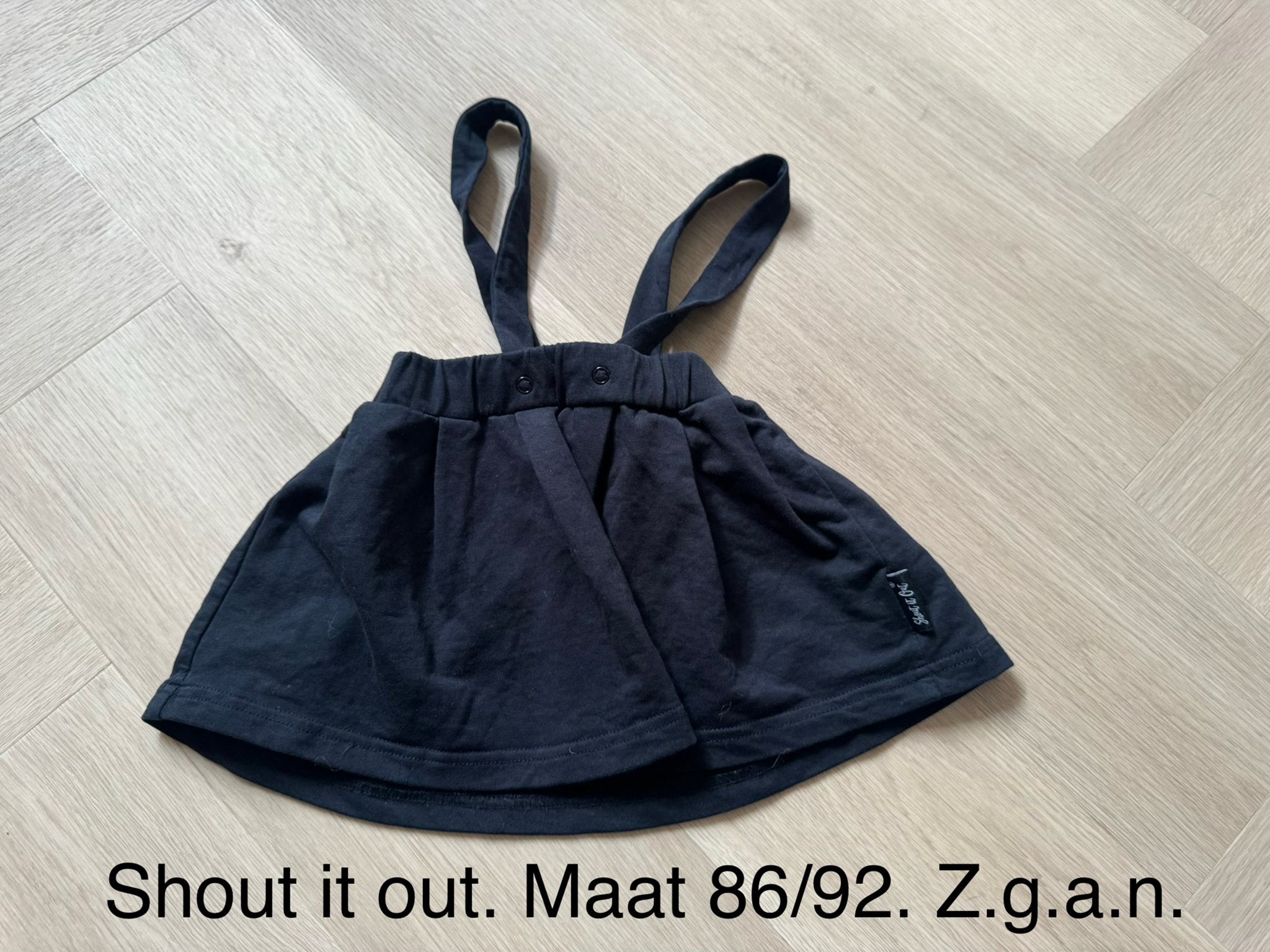 Shout it out rokje met bretels - Maat 86/92, Ophalen of Verzenden, Zo goed als nieuw, Meisje, Jurkje of Rokje