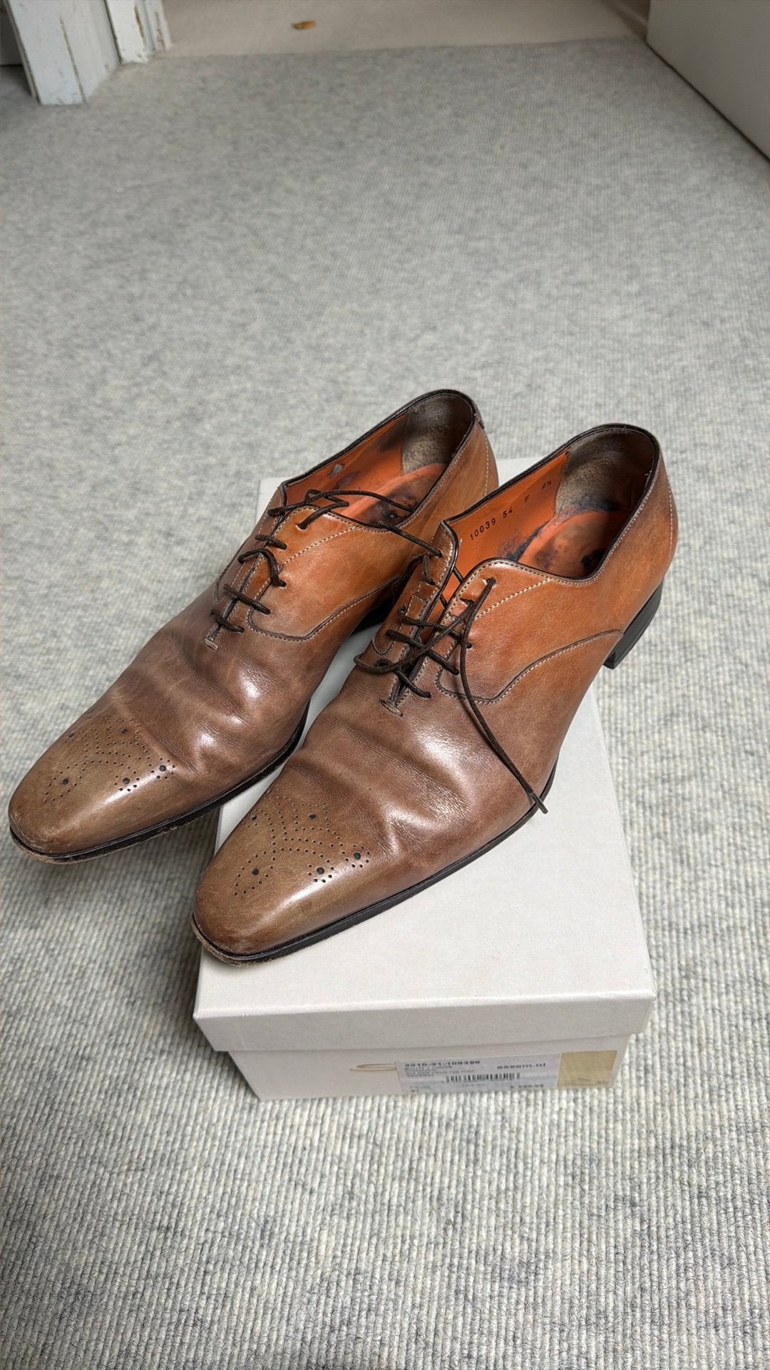 Santoni, 9,5, Kleding | Heren, Bruin, Ophalen of Verzenden, Gedragen, Veterschoenen