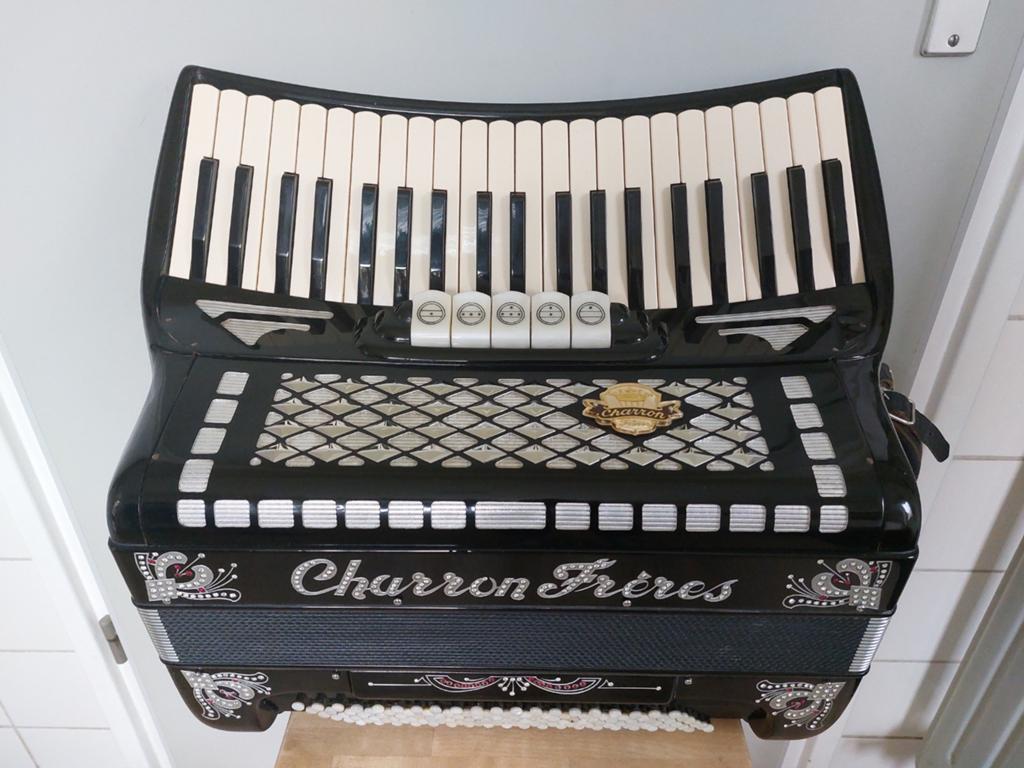 Charron freres, Muziek en Instrumenten, Accordeons, Overige merken, Gebruikt, Met koffer, 120-bas