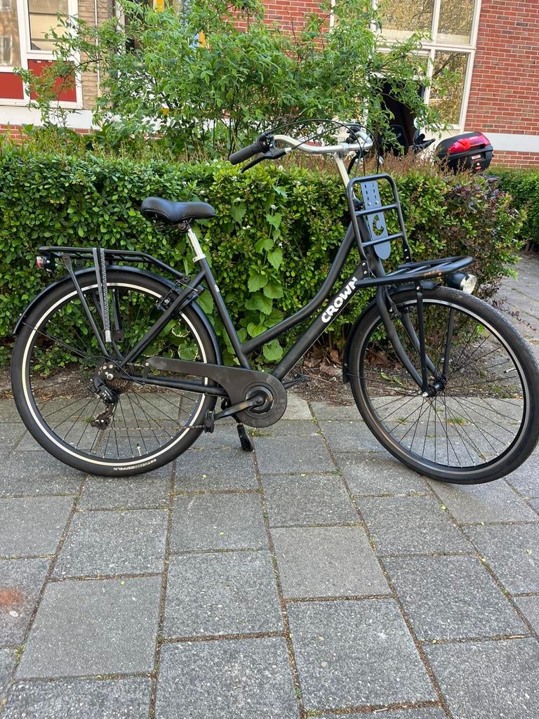 Crown fiets 28 inch zwart met versnellingen, Overige merken, 53 tot 56 cm, Velgrem, Versnellingen