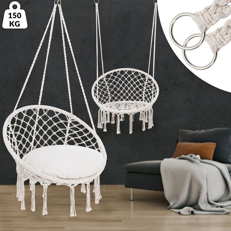 Hangstoel swing crème 80x60x140cm GRATIS BEZORGD!, Huis en Inrichting, Stoelen, Verzenden, Overige materialen, Nieuw, Nvt