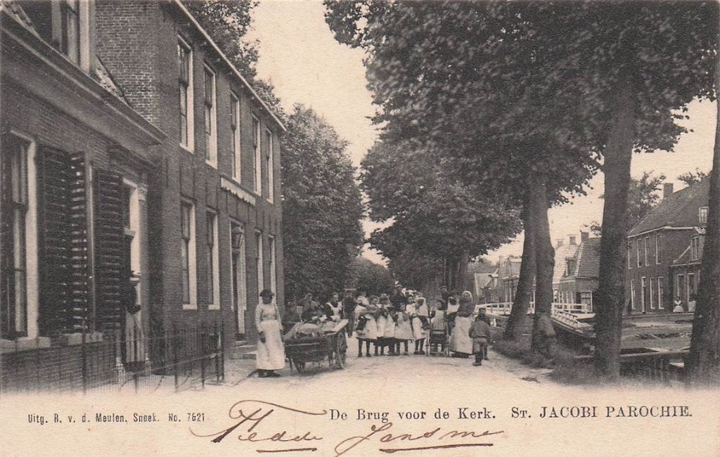 703-357-047 De Brug voor de Kerk St Jacobi Parochie, Verzamelen, Verzenden, Voor 1920, Friesland