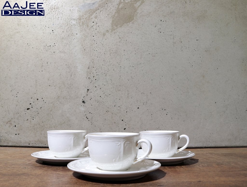 3 Villeroy & Boch – Kop & schotel– Cortina 2000 Gold – 1990s, Gebruikt, Villeroy & Boch, Ophalen of Verzenden, Overige stijlen