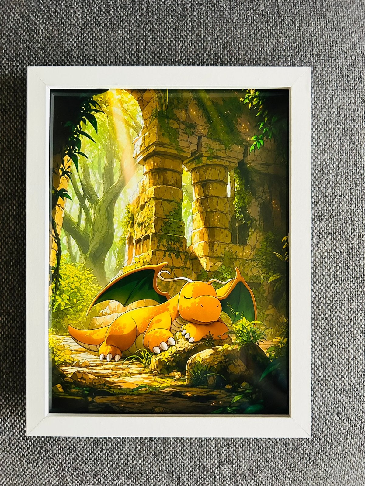 Pokémon Dragonite Schilderij in Witte Lijst, Ophalen of Verzenden, Zo goed als nieuw