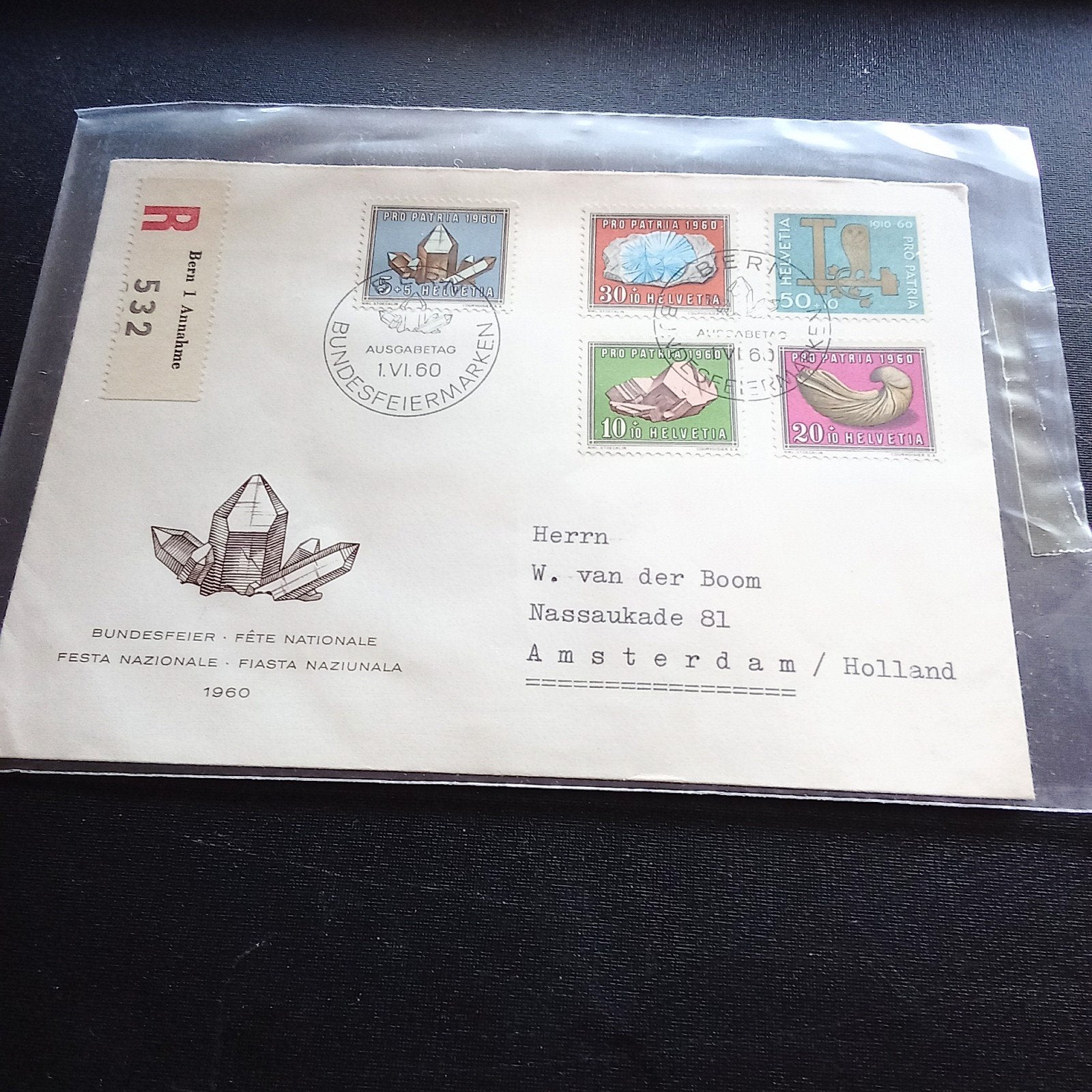 Zwitserse Eerste Dag Envelop 1960 - Pro Patria, Postzegels en Munten, Postzegels | Eerstedagenveloppen, Ophalen of Verzenden, Beschreven