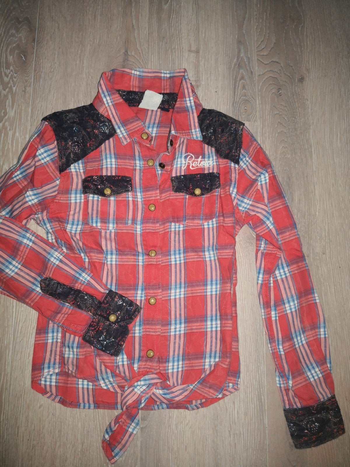 Retour blouse met knoop maat 140 voor meisjes, Gebruikt, Meisje, Overhemd of Blouse, Ophalen of Verzenden