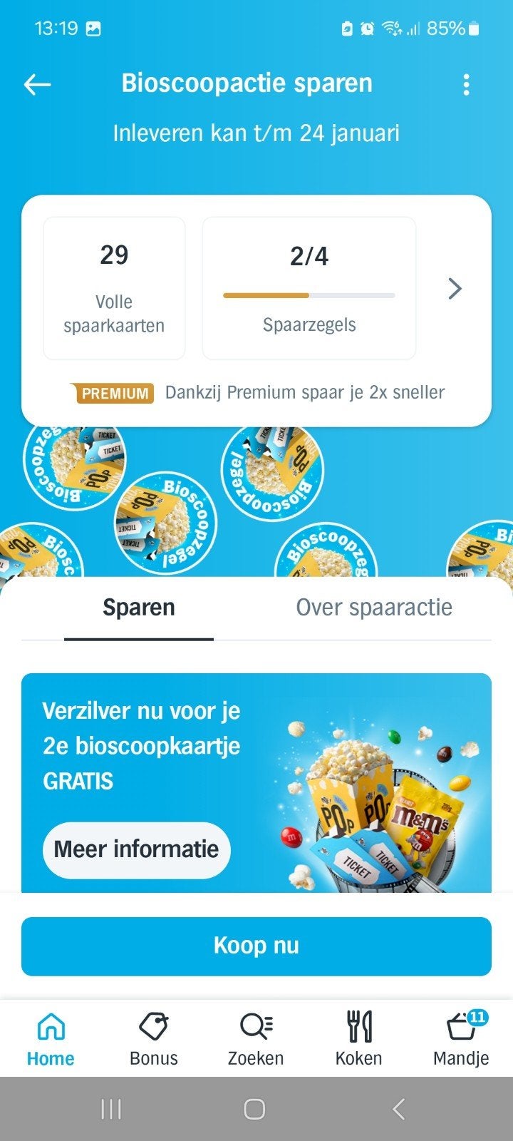 AH Bioscoopzegels, Albert Heijn, Ophalen