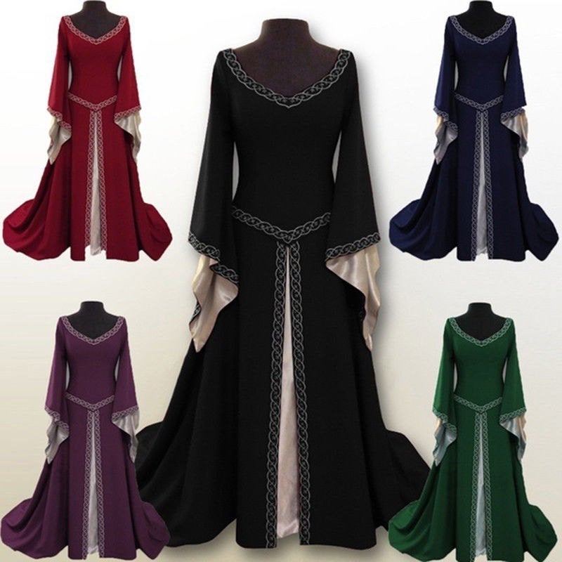 Renaissance jurk (gothic victoriaanse vintage zwart rood), Verzenden, Nieuw, Pak of Jurk